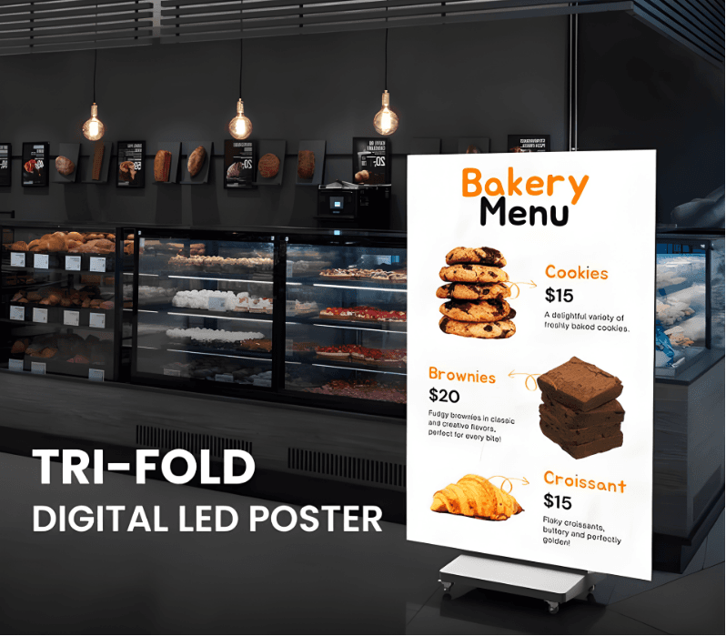 Tri-fold LED poster